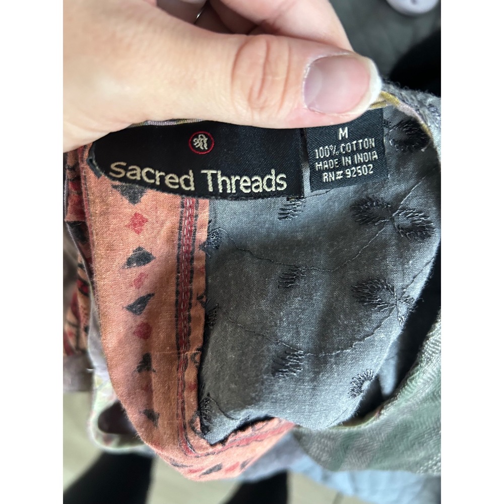 Sacred Threads Patchwork Embroidered Peasant Top … - image 2